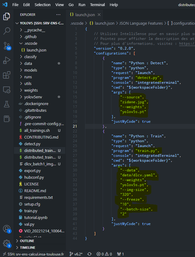Configurations de debug