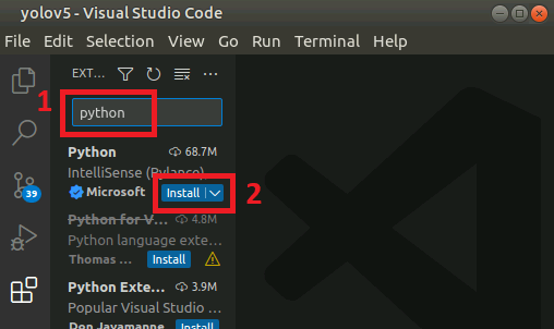 Installation de l’extension pour Python